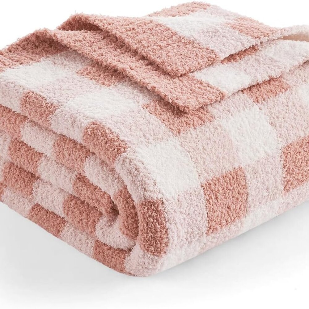 NEW Snuggle Sac Checkered Throw Blanket – Cozy Reversible Plaid Blanket for Couc